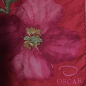 Beautiful silky red scarf adorned with poppy’s